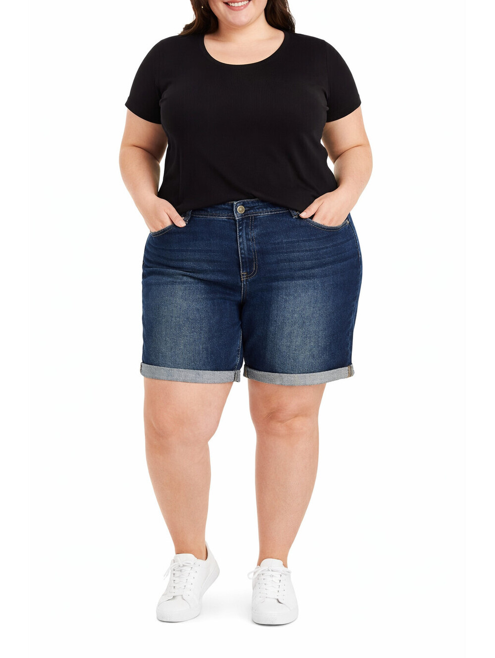 Angel Plus Size Denim Shorts Women 22W Cuffed Stretch Blue Jean Shorts NWT